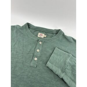 Faherty Brand Cloud Henley Mens XL Sage Green Long Sleeve Slub Knit Shirt